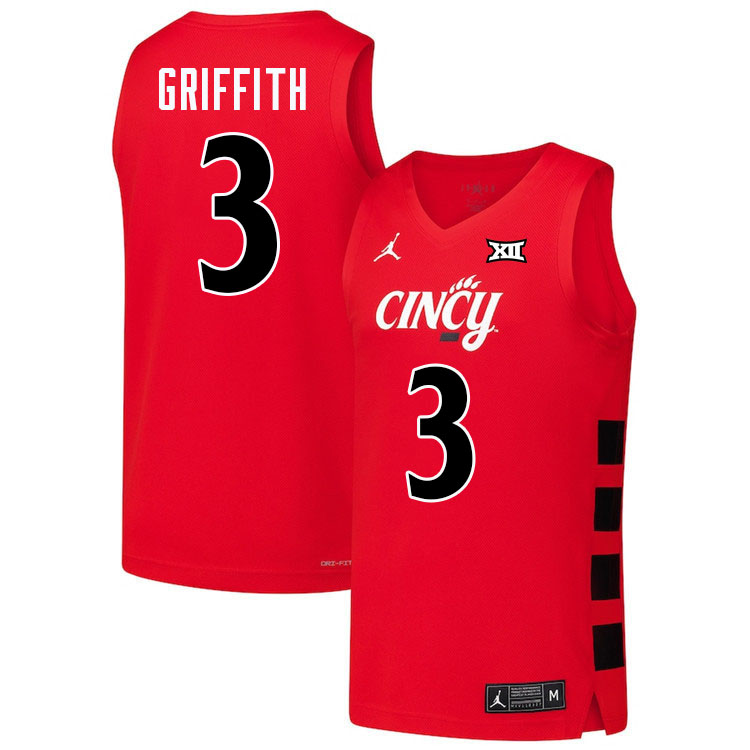 Rayvon Griffith Cincinnati Jersey,Cincinnati Bearcats #3 Rayvon Griffith Basketball Jersey Youth-Red